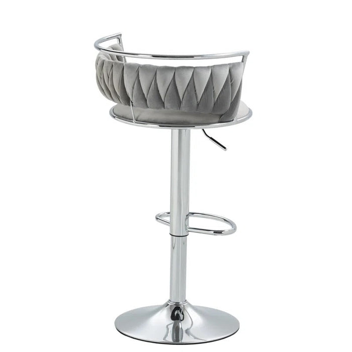 SERENITà Silver Swivel Upholstered Velvet Adjustable Height Counter Stool with Metal Frame Grey (Set of 2) - Amazingooh Wholesale