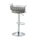 SERENITà Silver Swivel Upholstered Velvet Adjustable Height Counter Stool with Metal Frame Grey (Set of 2) - Amazingooh Wholesale