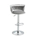 SERENITà Silver Swivel Upholstered Velvet Adjustable Height Counter Stool with Metal Frame Grey (Set of 2) - Amazingooh Wholesale