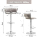 SERENITà Silver Swivel Upholstered Velvet Adjustable Height Counter Stool with Metal Frame Grey (Set of 2) - Amazingooh Wholesale