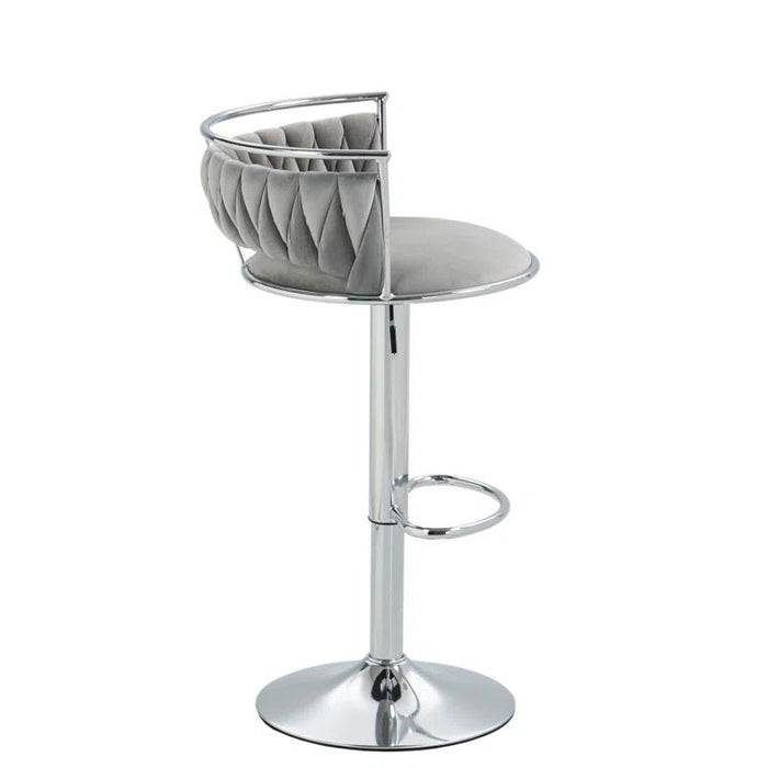 SERENITà Silver Swivel Upholstered Velvet Adjustable Height Counter Stool with Metal Frame Grey (Set of 2) - Amazingooh Wholesale