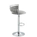 SERENITà Silver Swivel Upholstered Velvet Adjustable Height Counter Stool with Metal Frame Grey (Set of 2) - Amazingooh Wholesale