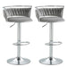 SERENITà Silver Swivel Upholstered Velvet Adjustable Height Counter Stool with Metal Frame Grey (Set of 2) - Amazingooh Wholesale