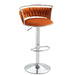 SERENITà Silver Swivel Upholstered Velvet Adjustable Height Counter Stool with Metal Frame Orange (Set of 2) - Amazingooh Wholesale