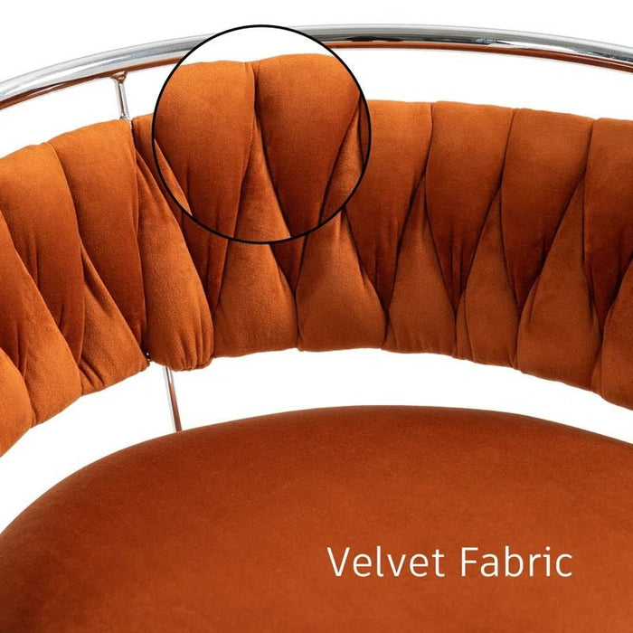 SERENITà Silver Swivel Upholstered Velvet Adjustable Height Counter Stool with Metal Frame Orange (Set of 2) - Amazingooh Wholesale