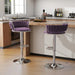 SERENITà Silver Swivel Upholstered Velvet Adjustable Height Counter Stool with Metal Frame Voilet (Set of 2) - Amazingooh Wholesale