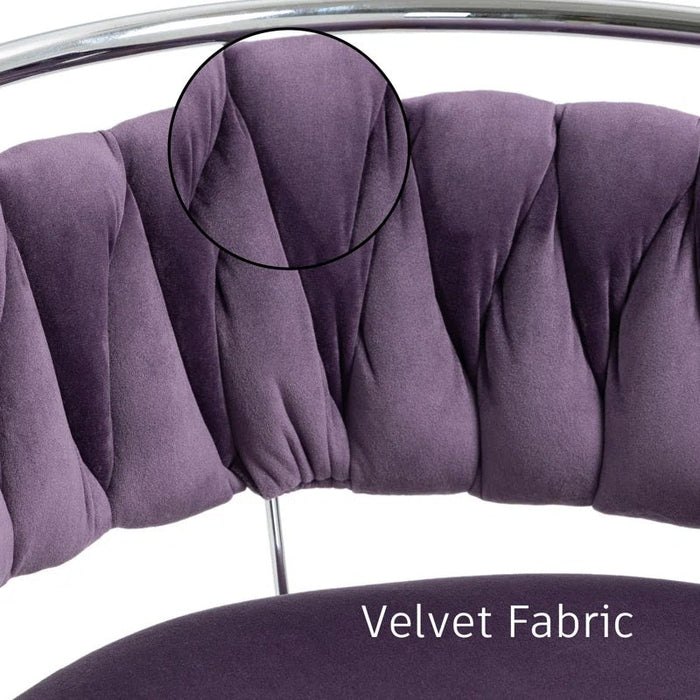 SERENITà Silver Swivel Upholstered Velvet Adjustable Height Counter Stool with Metal Frame Voilet (Set of 2) - Amazingooh Wholesale