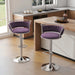 SERENITà Silver Swivel Upholstered Velvet Adjustable Height Counter Stool with Metal Frame Voilet (Set of 2) - Amazingooh Wholesale