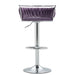 SERENITà Silver Swivel Upholstered Velvet Adjustable Height Counter Stool with Metal Frame Voilet (Set of 2) - Amazingooh Wholesale