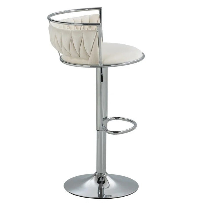 SERENITà Silver Swivel Upholstered Velvet Adjustable Height Counter Stool with Metal Frame White (Set of 2) - Amazingooh Wholesale