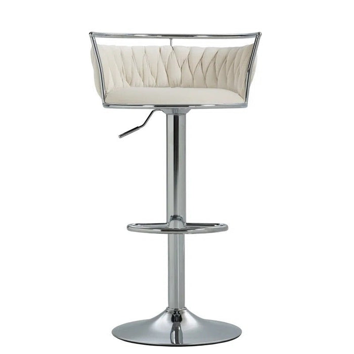 SERENITà Silver Swivel Upholstered Velvet Adjustable Height Counter Stool with Metal Frame White (Set of 2) - Amazingooh Wholesale