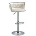 SERENITà Silver Swivel Upholstered Velvet Adjustable Height Counter Stool with Metal Frame White (Set of 2) - Amazingooh Wholesale