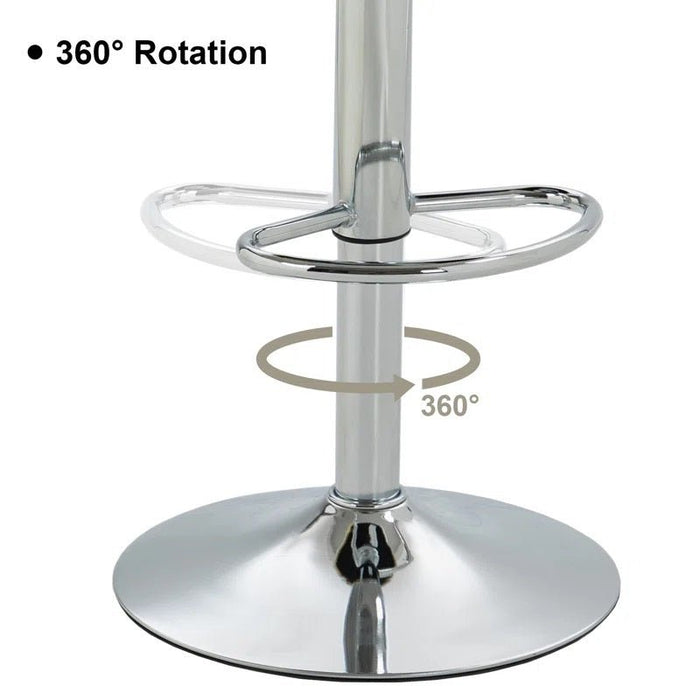 SERENITà Silver Swivel Upholstered Velvet Adjustable Height Counter Stool with Metal Frame White (Set of 2) - Amazingooh Wholesale