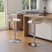 SERENITà Silver Swivel Upholstered Velvet Adjustable Height Counter Stool with Metal Frame White (Set of 2) - Amazingooh Wholesale