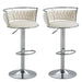 SERENITà Silver Swivel Upholstered Velvet Adjustable Height Counter Stool with Metal Frame White (Set of 2) - Amazingooh Wholesale