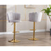 SERENITà Swivel Bar Stools Bar Height Set of 2 Adjustable Upholstered Counter Barstool Velvet Bar Chairs with Back/Gold Base for Kitchen Island/Bar/Cafe - Grey - Amazingooh Wholesale