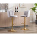 SERENITà Swivel Bar Stools Bar Height Set of 2 Adjustable Upholstered Counter Barstool Velvet Bar Chairs with Back/Gold Base for Kitchen Island/Bar/Cafe - Grey - Amazingooh Wholesale