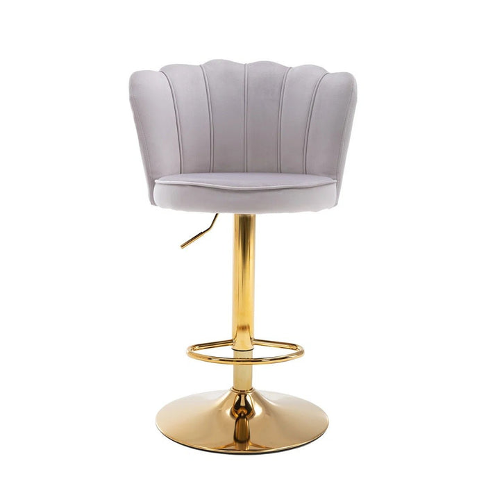 SERENITà Swivel Bar Stools Bar Height Set of 2 Adjustable Upholstered Counter Barstool Velvet Bar Chairs with Back/Gold Base for Kitchen Island/Bar/Cafe - Grey - Amazingooh Wholesale