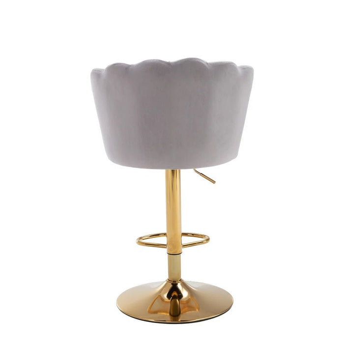 SERENITà Swivel Bar Stools Bar Height Set of 2 Adjustable Upholstered Counter Barstool Velvet Bar Chairs with Back/Gold Base for Kitchen Island/Bar/Cafe - Grey - Amazingooh Wholesale