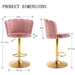 SERENITà Swivel Bar Stools Bar Height Set of 2 Adjustable Upholstered Counter Barstool Velvet Bar Chairs with Back/Gold Base for Kitchen Island/Bar/Cafe - Pink - Amazingooh Wholesale