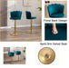 SERENITà Swivel Bar Stools Bar Height Set of 2 Adjustable Upholstered Counter Barstool Velvet Bar Chairs with Back/Gold Base for Kitchen Island/Bar/Cafe - Teal Blue - Amazingooh Wholesale