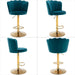 SERENITà Swivel Bar Stools Bar Height Set of 2 Adjustable Upholstered Counter Barstool Velvet Bar Chairs with Back/Gold Base for Kitchen Island/Bar/Cafe - Teal Blue - Amazingooh Wholesale