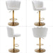 SERENITà Swivel Bar Stools Bar Height Set of 2 Adjustable Upholstered Counter Barstool Velvet Bar Chairs with Back/Gold Base for Kitchen Island/Bar/Cafe - White - Amazingooh Wholesale
