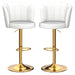 SERENITà Swivel Bar Stools Bar Height Set of 2 Adjustable Upholstered Counter Barstool Velvet Bar Chairs with Back/Gold Base for Kitchen Island/Bar/Cafe - White - Amazingooh Wholesale
