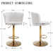 SERENITà Swivel Bar Stools Bar Height Set of 2 Adjustable Upholstered Counter Barstool Velvet Bar Chairs with Back/Gold Base for Kitchen Island/Bar/Cafe - White - Amazingooh Wholesale