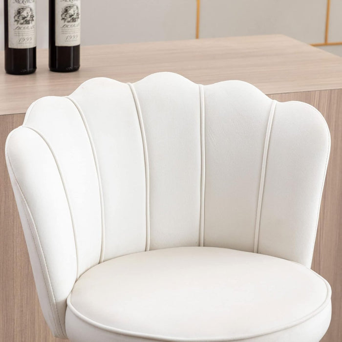 SERENITà Swivel Bar Stools Bar Height Set of 2 Adjustable Upholstered Counter Barstool Velvet Bar Chairs with Back/Gold Base for Kitchen Island/Bar/Cafe - White - Amazingooh Wholesale
