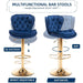 SERENITà Swivel Bar Stools Set of 2 Counter Height Barstools with Back Velvet Upholstered Adjustable Stool Chair Min Century Modern Bar Stool for Kitchen Island (Navy Blue) - Amazingooh Wholesale