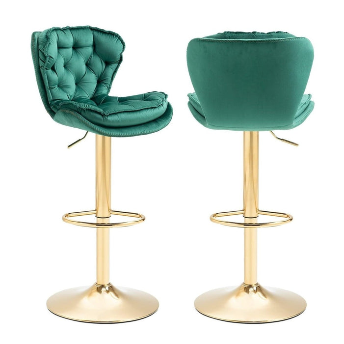 SERENITà Swivel Bar Stools Set of 2 Counter Height Barstools with Back Velvet Upholstered Adjustable Stool Chair Min Century Modern Bar Stool for Kitchen Island (Emerald Green) - Amazingooh Wholesale