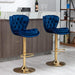 SERENITà Swivel Bar Stools Set of 2 Counter Height Barstools with Back Velvet Upholstered Adjustable Stool Chair Min Century Modern Bar Stool for Kitchen Island (Navy Blue) - Amazingooh Wholesale