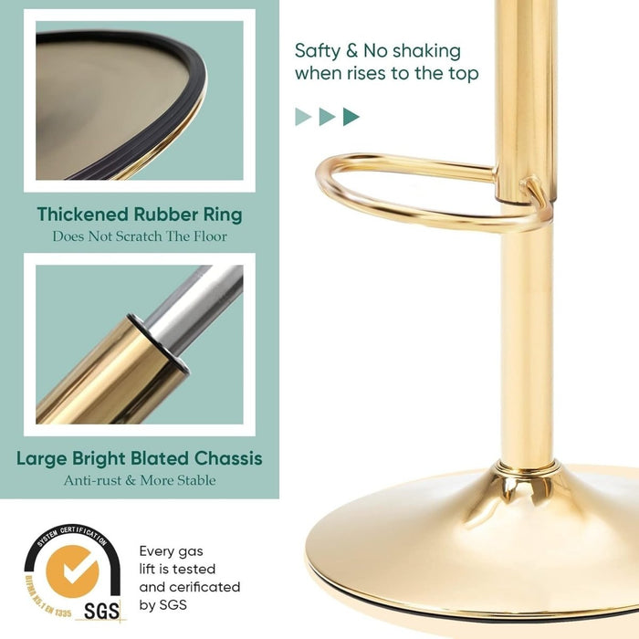 SERENITà Swivel Bar Stools Set of 2 Counter Height Barstools with Back Velvet Upholstered Adjustable Stool Chair Min Century Modern Bar Stool for Kitchen Island (Emerald Green) - Amazingooh Wholesale