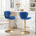 SERENITà Swivel Bar Stools Set of 2 Counter Height Barstools with Back Velvet Upholstered Adjustable Stool Chair Min Century Modern Bar Stool for Kitchen Island (Navy Blue) - Amazingooh Wholesale