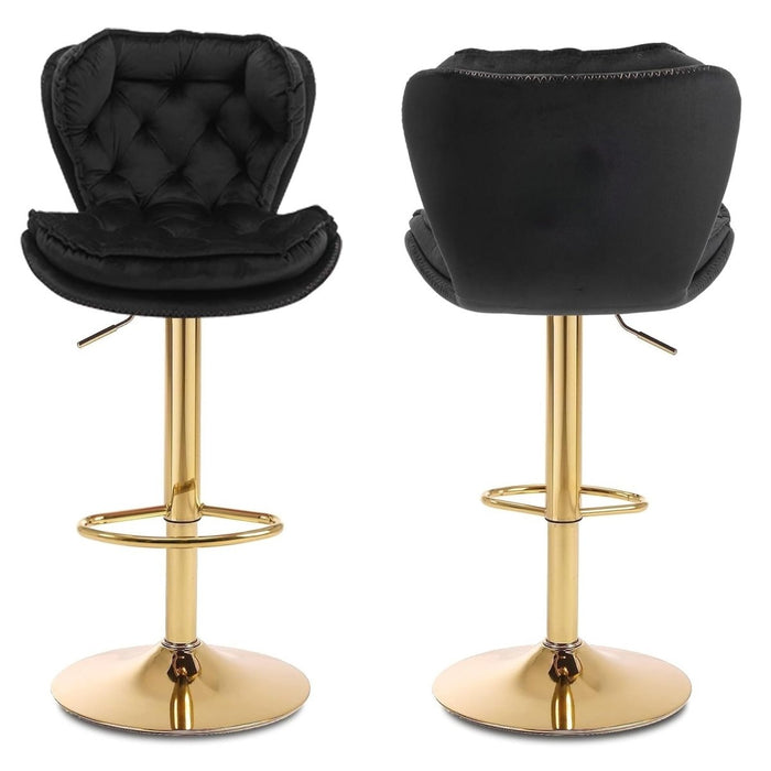 SERENITà Swivel Bar Stools Set of 2 Counter Height Barstools with Back Velvet Upholstered Adjustable Stool Chair Min Century Modern Bar Stool for Kitchen Island (Black) - Amazingooh Wholesale