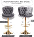 SERENITà Swivel Bar Stools Set of 2 Counter Height Barstools with Back Velvet Upholstered Adjustable Stool Chair Min Century Modern Bar Stool for Kitchen Island (Grey) - Amazingooh Wholesale