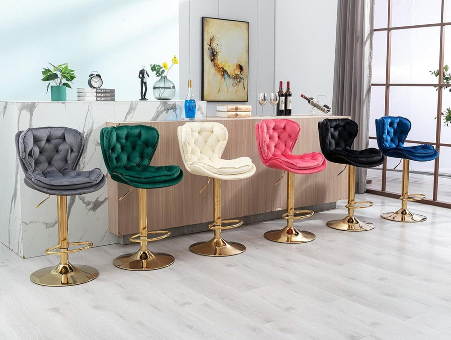 SERENITà Swivel Bar Stools Set of 2 Counter Height Barstools with Back Velvet Upholstered Adjustable Stool Chair Min Century Modern Bar Stool for Kitchen Island (Emerald Green) - Amazingooh Wholesale