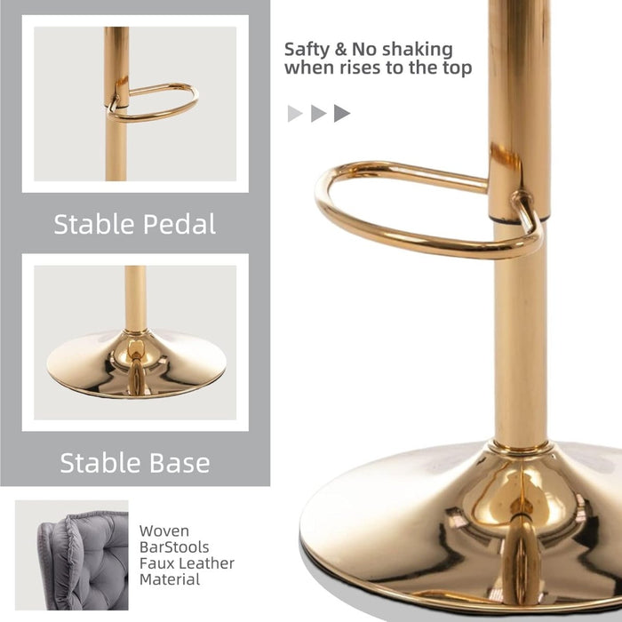 SERENITà Swivel Bar Stools Set of 2 Counter Height Barstools with Back Velvet Upholstered Adjustable Stool Chair Min Century Modern Bar Stool for Kitchen Island (Grey) - Amazingooh Wholesale