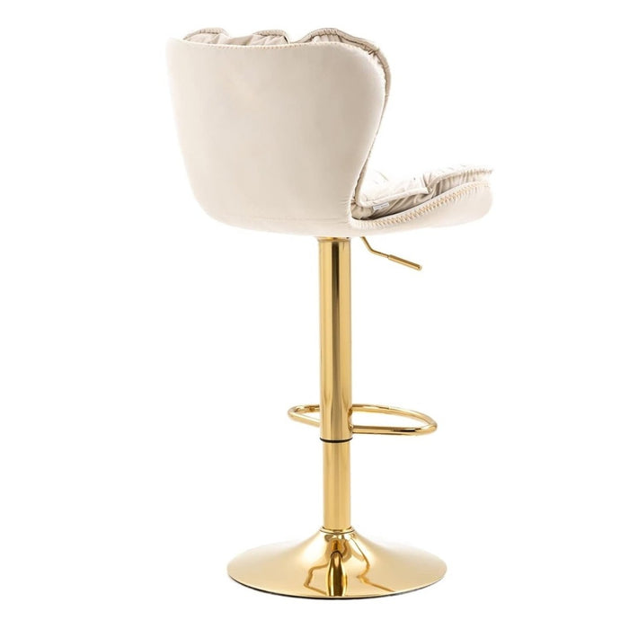 SERENITà Swivel Bar Stools Set of 2 Counter Height Barstools with Back Velvet Upholstered Adjustable Stool Chair Min Century Modern Bar Stool for Kitchen Island (Ivory) - Amazingooh Wholesale