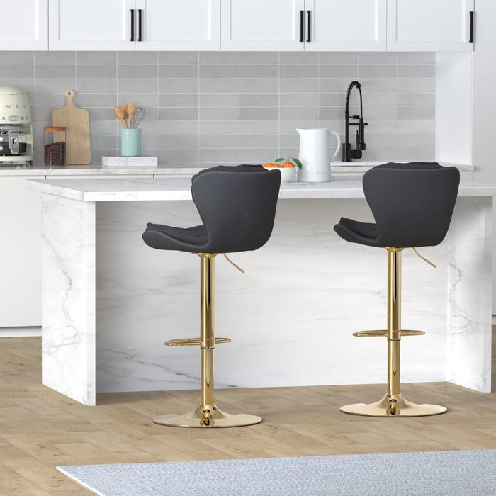 SERENITà Swivel Bar Stools Set of 2 Counter Height Barstools with Back Velvet Upholstered Adjustable Stool Chair Min Century Modern Bar Stool for Kitchen Island (Black) - Amazingooh Wholesale