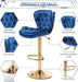 SERENITà Swivel Bar Stools Set of 2 Counter Height Barstools with Back Velvet Upholstered Adjustable Stool Chair Min Century Modern Bar Stool for Kitchen Island (Navy Blue) - Amazingooh Wholesale