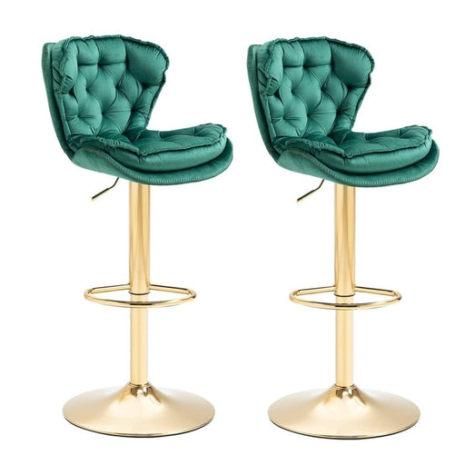 SERENITà Swivel Bar Stools Set of 2 Counter Height Barstools with Back Velvet Upholstered Adjustable Stool Chair Min Century Modern Bar Stool for Kitchen Island (Emerald Green) - Amazingooh Wholesale