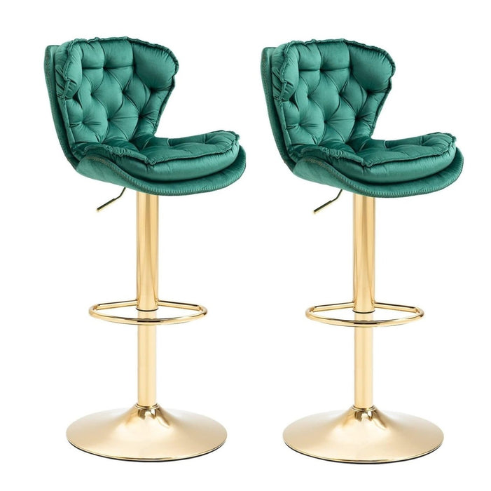 SERENITà Swivel Bar Stools Set of 2 Counter Height Barstools with Back Velvet Upholstered Adjustable Stool Chair Min Century Modern Bar Stool for Kitchen Island (Emerald Green) - Amazingooh Wholesale