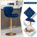 SERENITà Swivel Bar Stools Set of 2 Counter Height Barstools with Back Velvet Upholstered Adjustable Stool Chair Min Century Modern Bar Stool for Kitchen Island (Navy Blue) - Amazingooh Wholesale