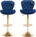 SERENITà Swivel Bar Stools Set of 2 Counter Height Barstools with Back Velvet Upholstered Adjustable Stool Chair Min Century Modern Bar Stool for Kitchen Island (Navy Blue) - Amazingooh Wholesale