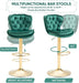 SERENITà Swivel Bar Stools Set of 2 Counter Height Barstools with Back Velvet Upholstered Adjustable Stool Chair Min Century Modern Bar Stool for Kitchen Island (Emerald Green) - Amazingooh Wholesale