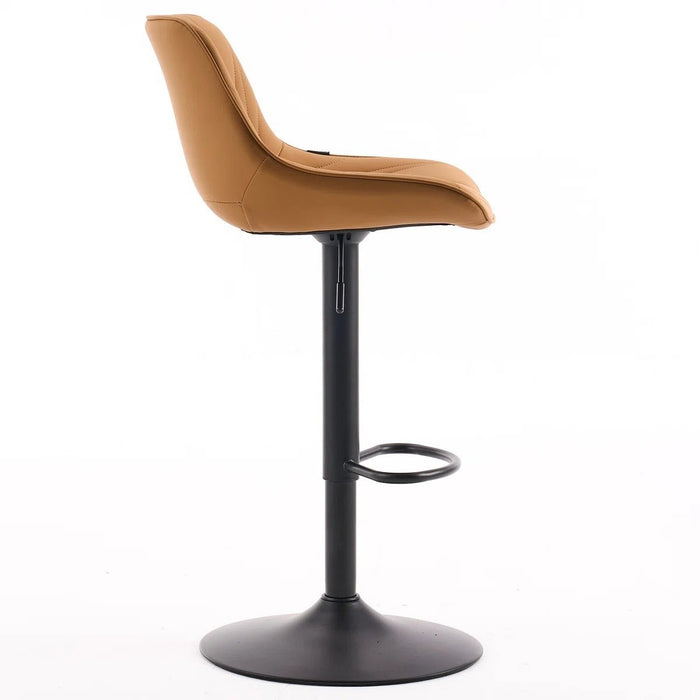 SERENITà Tan Modern Height Adjustable Swivel Bar Stools Upholstered Leather Barstool Kitchen Island Chairs with Metal Frame (Set of 2) - Amazingooh Wholesale