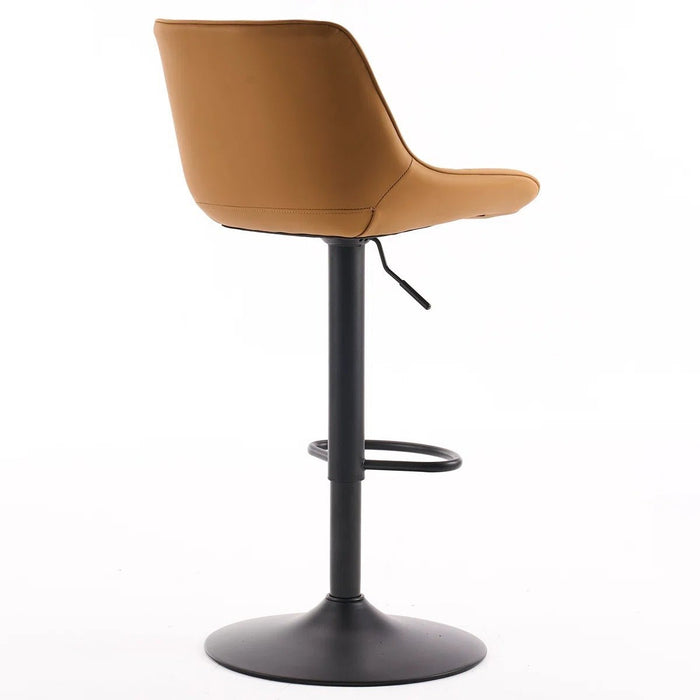 SERENITà Tan Modern Height Adjustable Swivel Bar Stools Upholstered Leather Barstool Kitchen Island Chairs with Metal Frame (Set of 2) - Amazingooh Wholesale