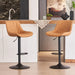 SERENITà Tan Modern Height Adjustable Swivel Bar Stools Upholstered Leather Barstool Kitchen Island Chairs with Metal Frame (Set of 2) - Amazingooh Wholesale